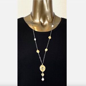 CLOSING SALE - CHICO'S $55GOLD NUGGET PEARL GEMS NECKLACE